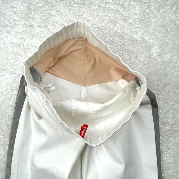 Spanx Side Stripe High Rise Skinny Jean Raw Hem White Gray - Picture 8 of 14